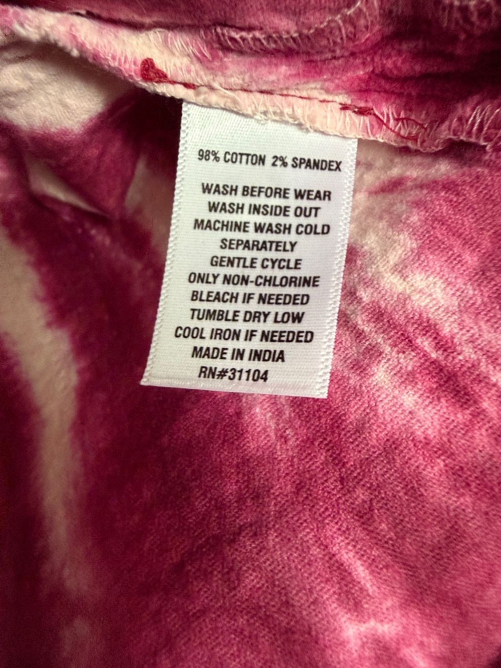 True Craft Wine & White Corduroy Tie-Dye Shirt Jacket - Picture 3 of 4